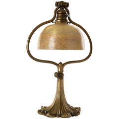 Tiffany Studios, New York Favrile Glass and Bronze "Harp" Table Lamp
