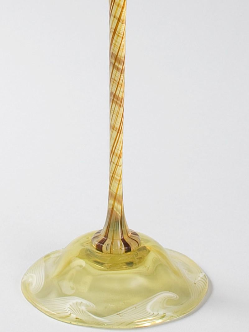 Art Nouveau Tiffany Studios New York Favrile Glass Elongated Flower Form Vase  For Sale