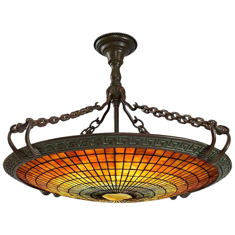 Tiffany Studios New York "Geometric Tile" Chandelier