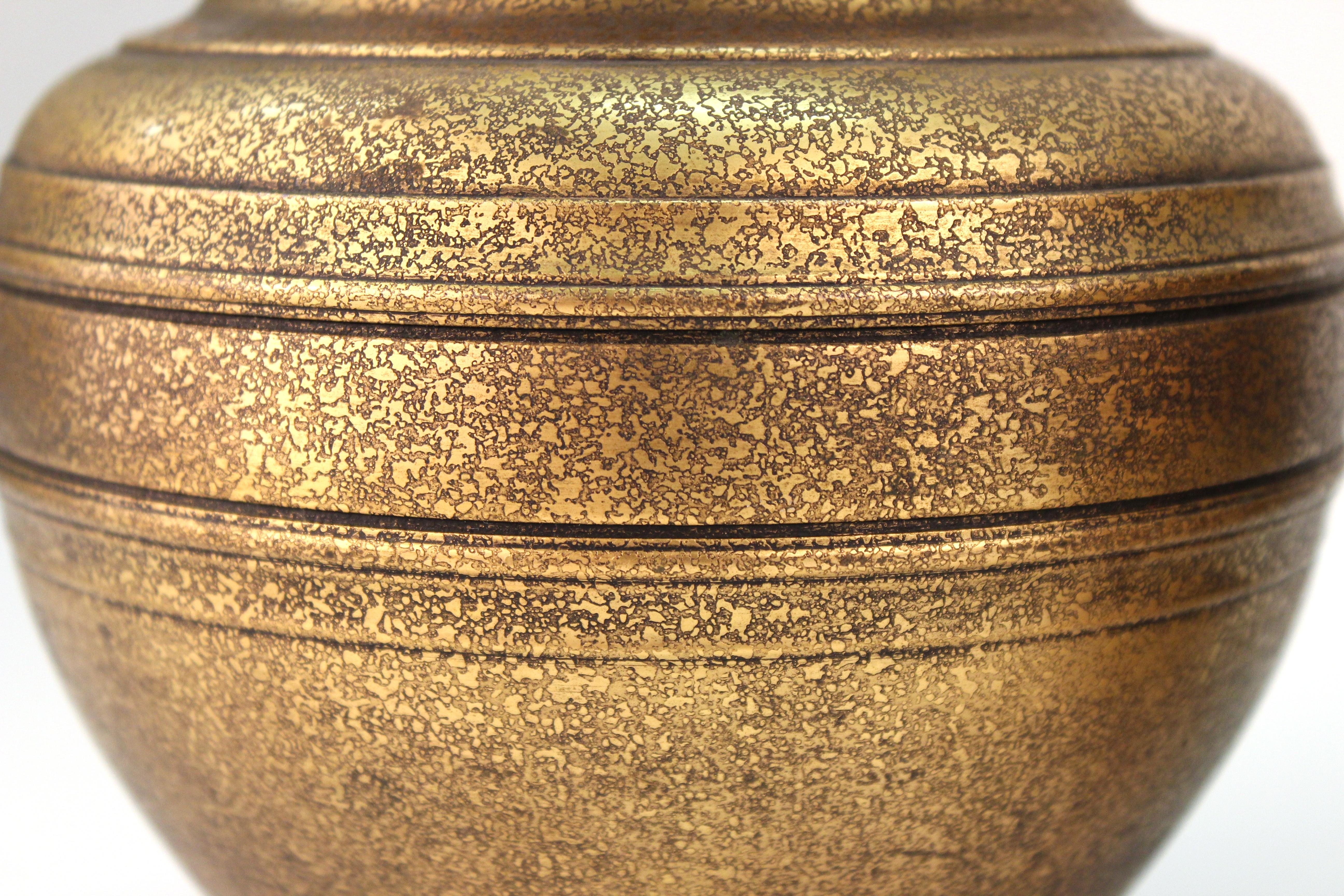 American Tiffany Studios New York Gilded Age Heavy Gilt Bronze Urns For Sale