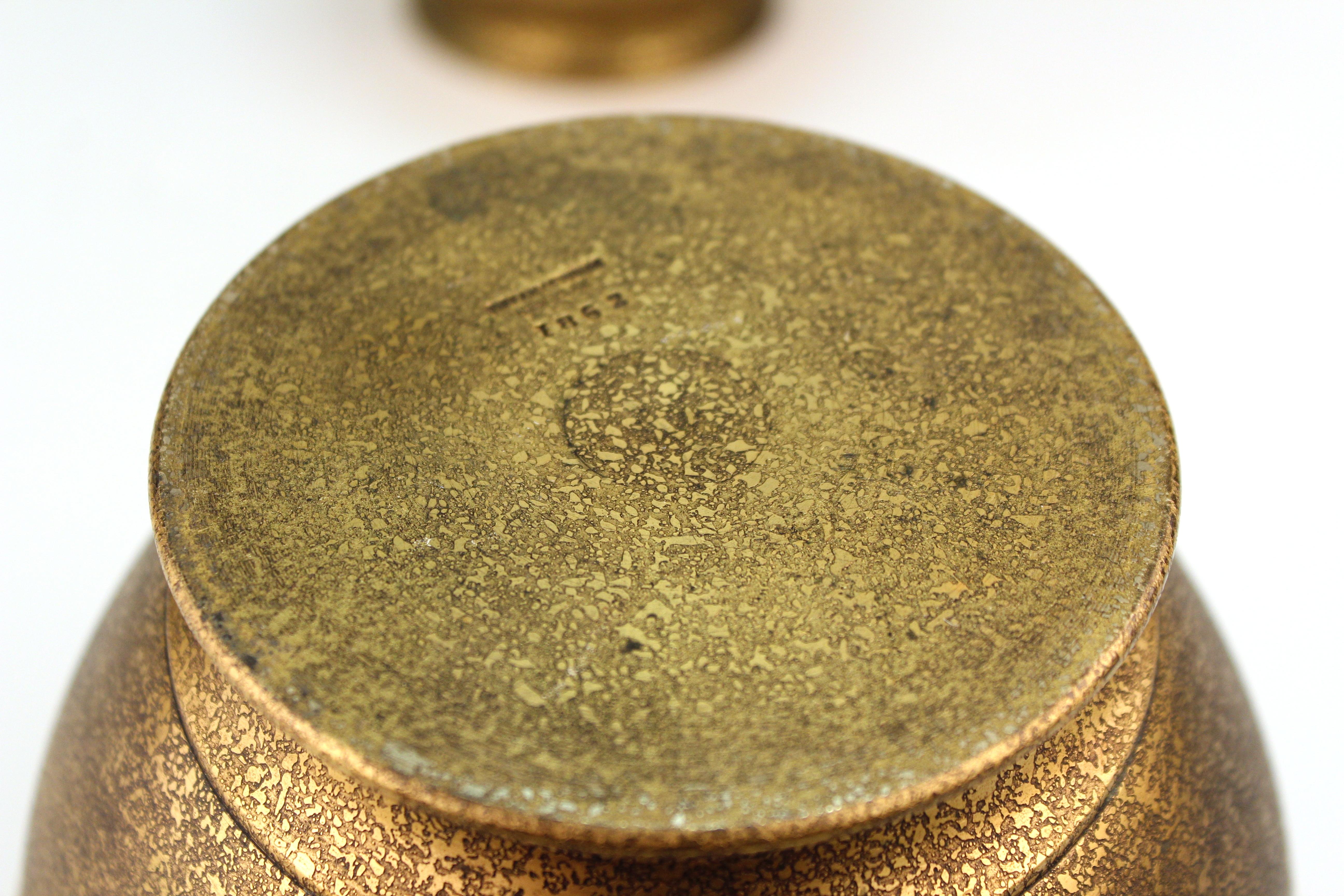 Tiffany Studios New York Gilded Age Heavy Gilt Bronze Urns For Sale 1