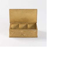 Tiffany Studios New York Gilt Bronze and Abalone Stamp Box