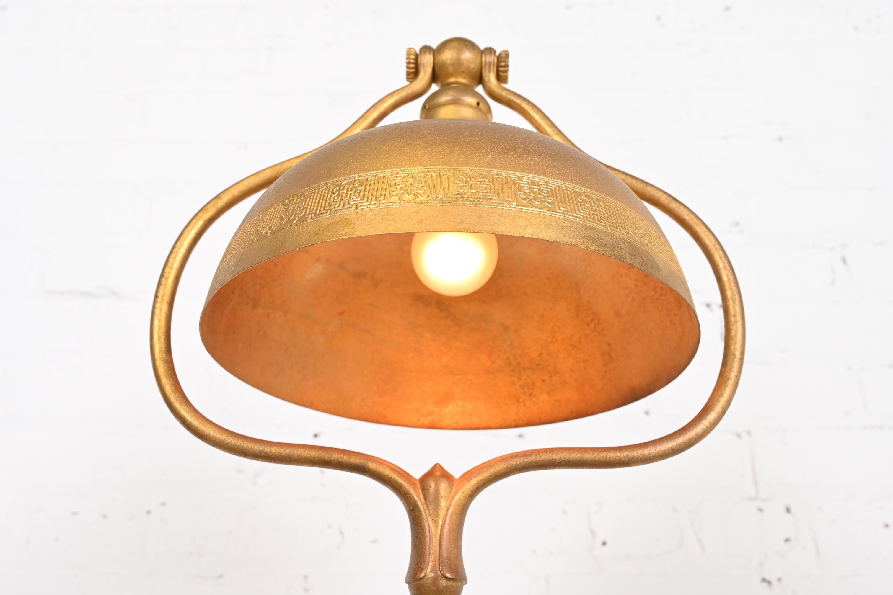 Tiffany Studios New York Gilt Bronze Harp Floor Lamp For Sale 6