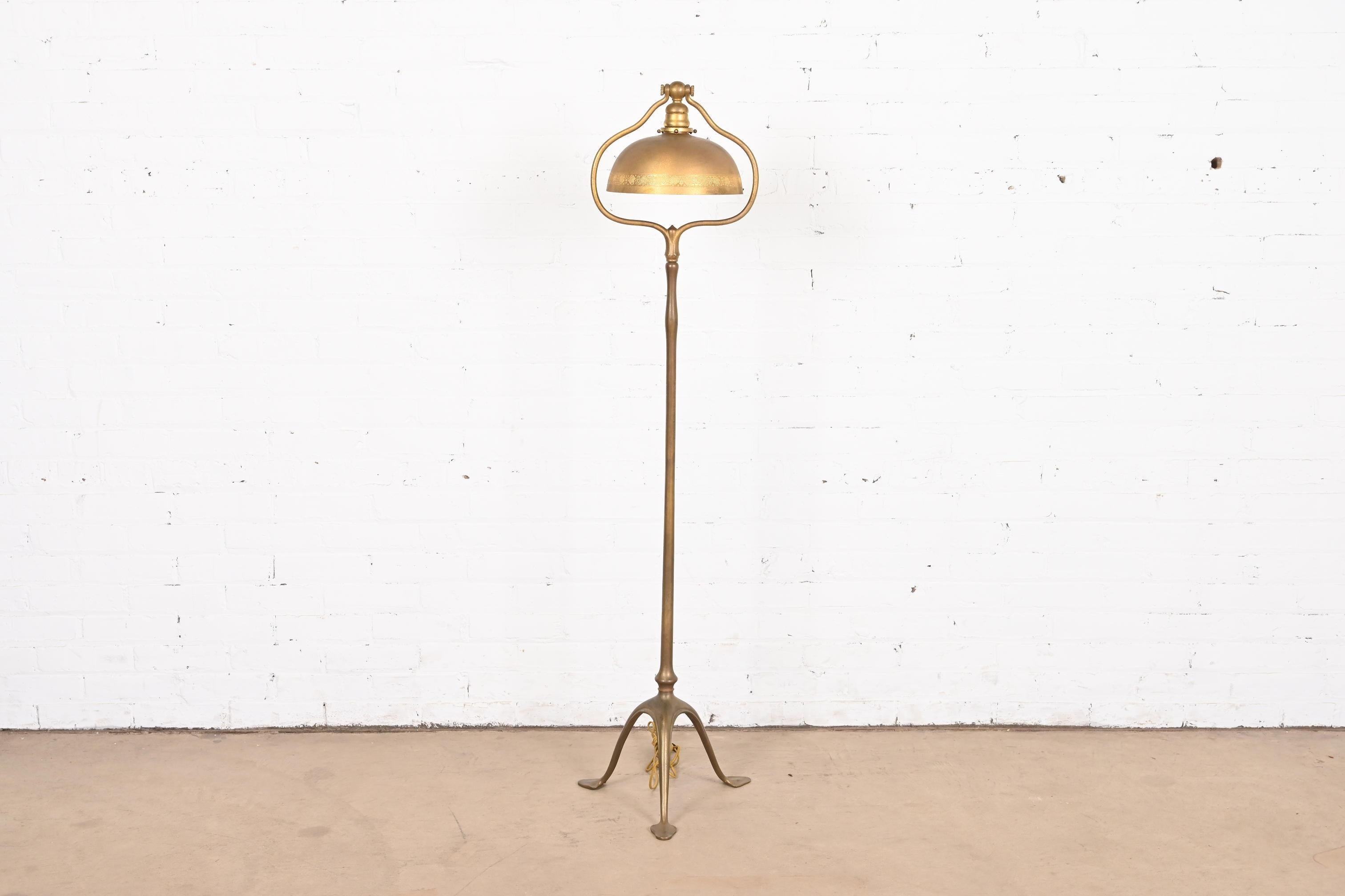 Tiffany Studios New York Gilt Bronze Harp Floor Lamp 6