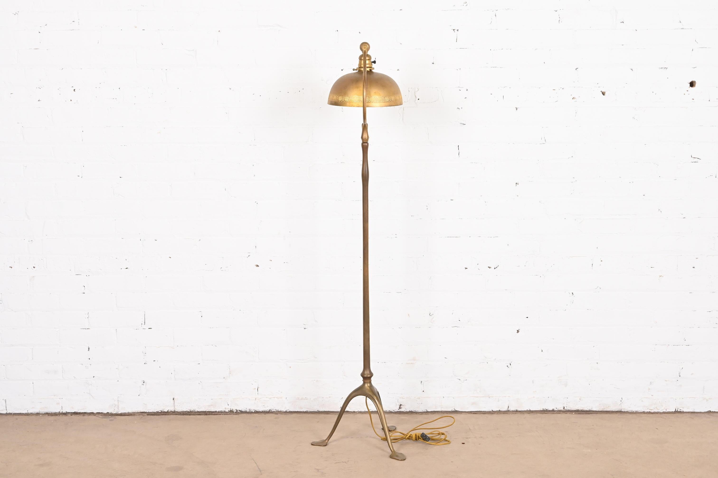 Tiffany Studios New York Gilt Bronze Harp Floor Lamp For Sale 7