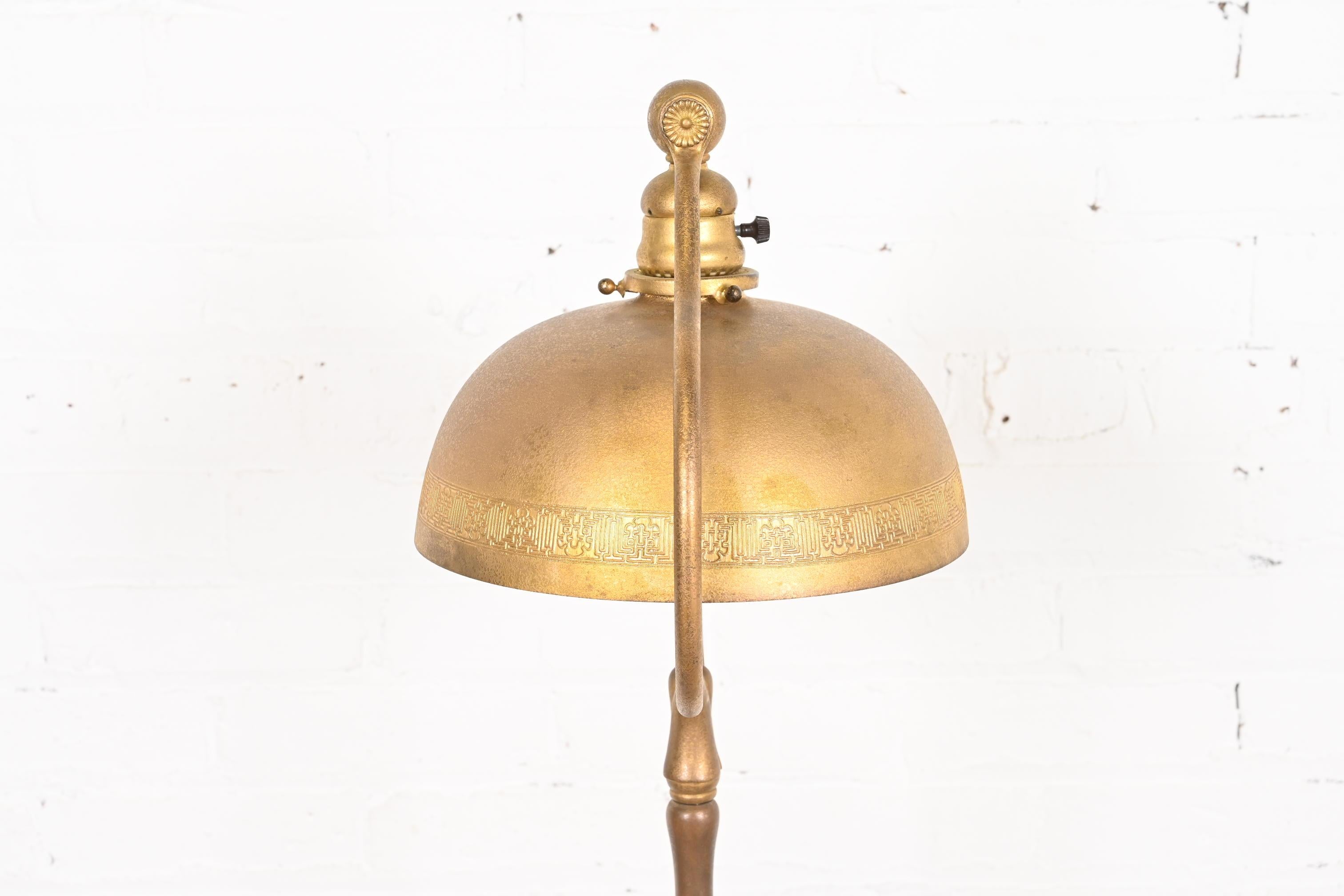 Tiffany Studios New York Gilt Bronze Harp Floor Lamp For Sale 8
