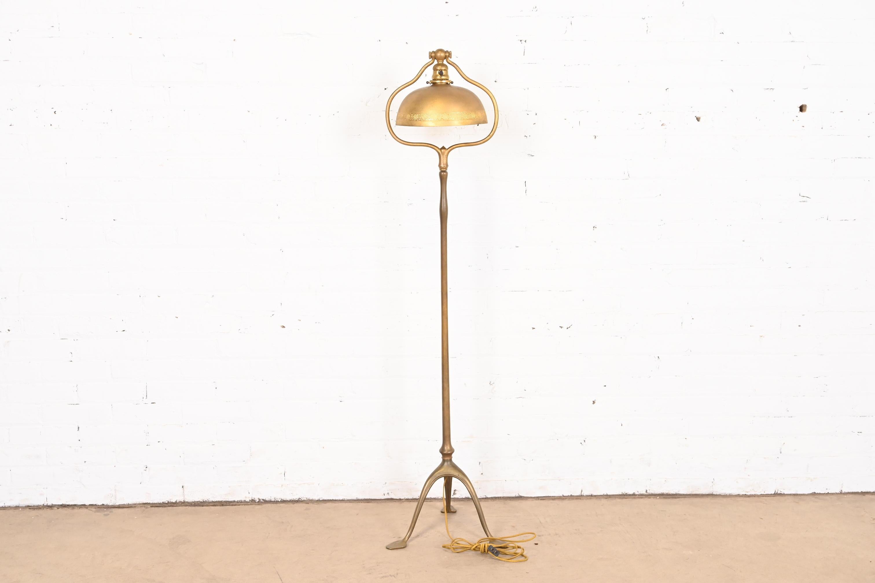 Tiffany Studios New York Gilt Bronze Harp Floor Lamp For Sale 11