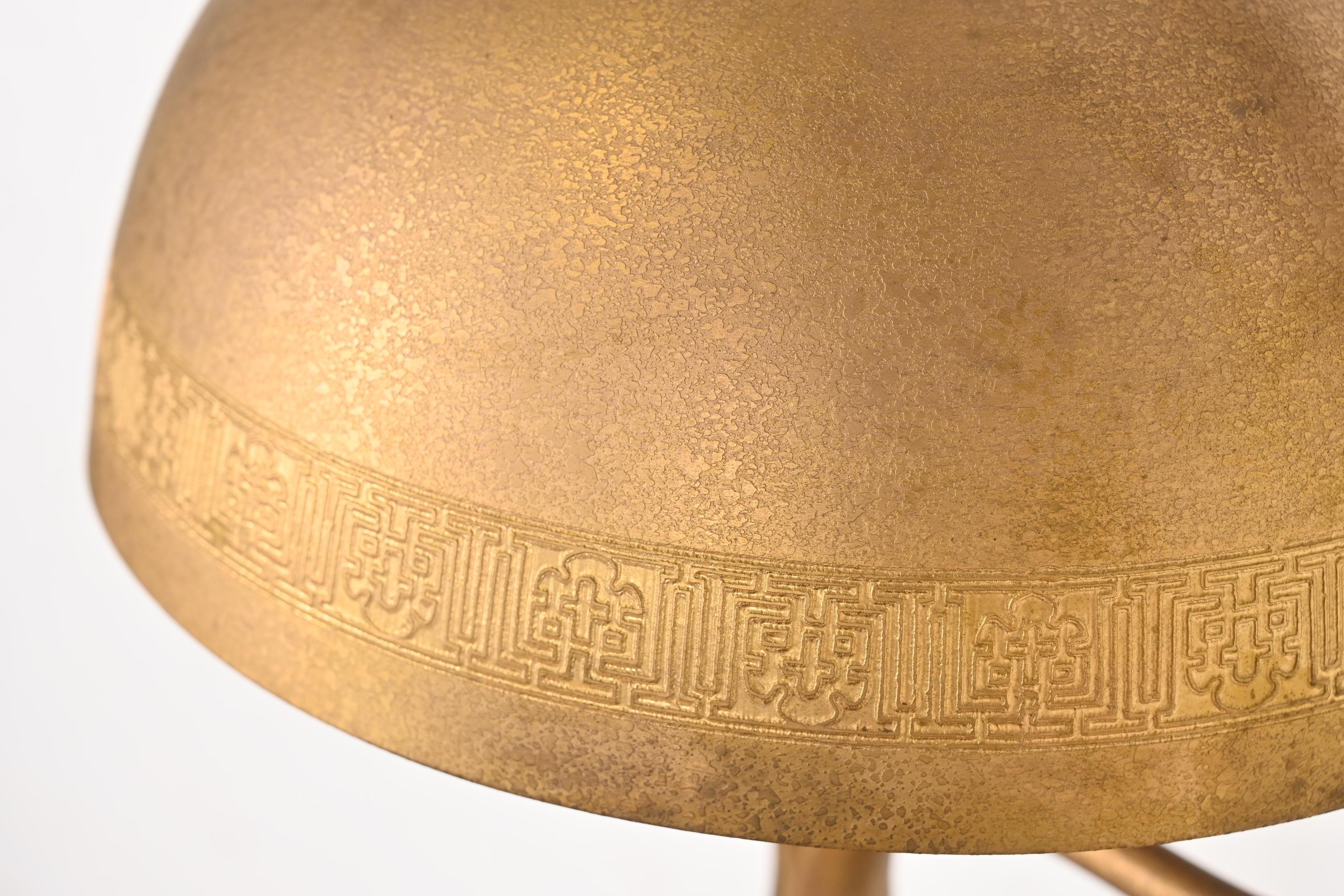 Tiffany Studios New York Gilt Bronze Harp Floor Lamp In Good Condition In South Bend, IN