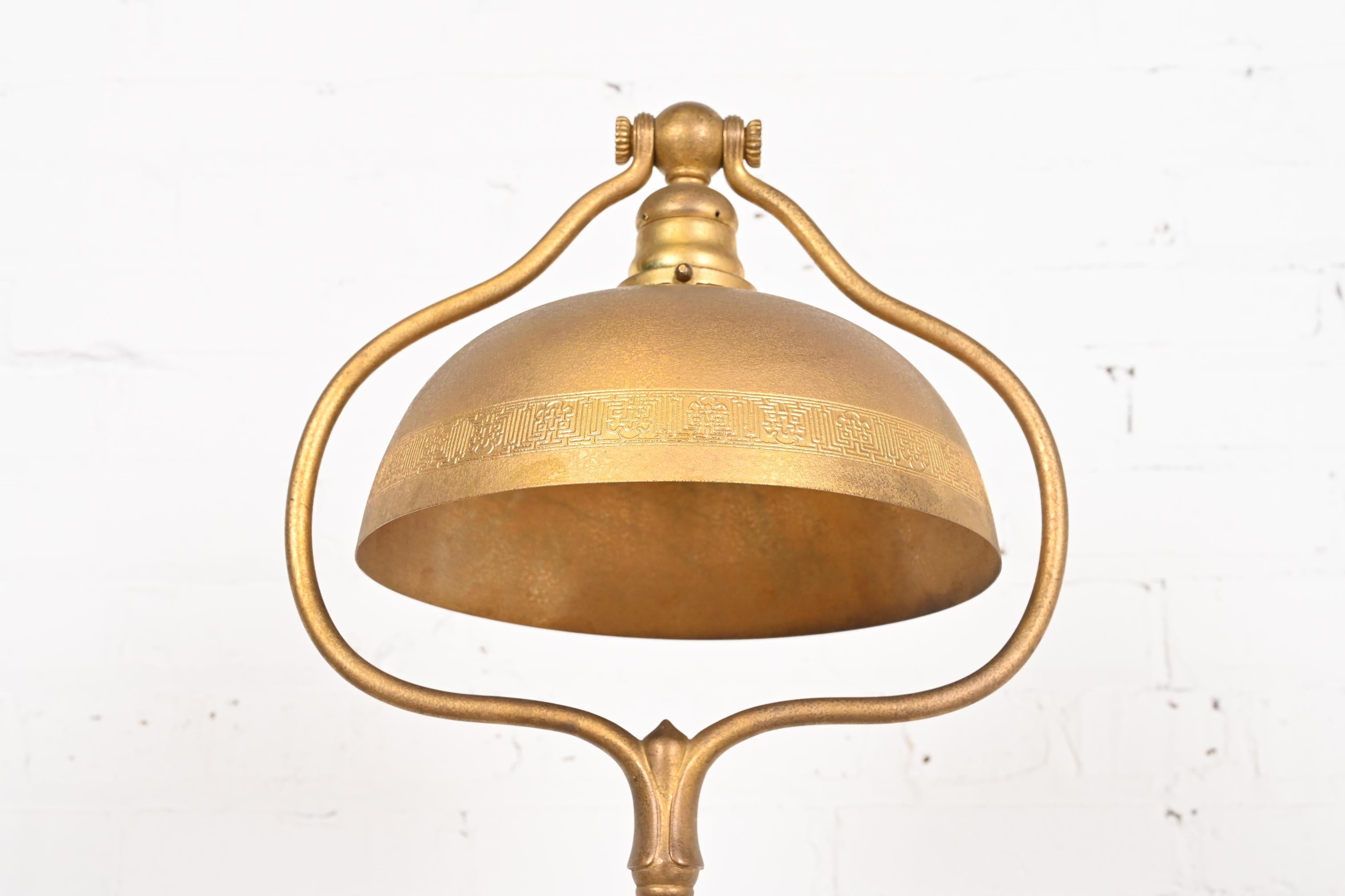 Tiffany Studios New York Gilt Bronze Harp Floor Lamp For Sale 1