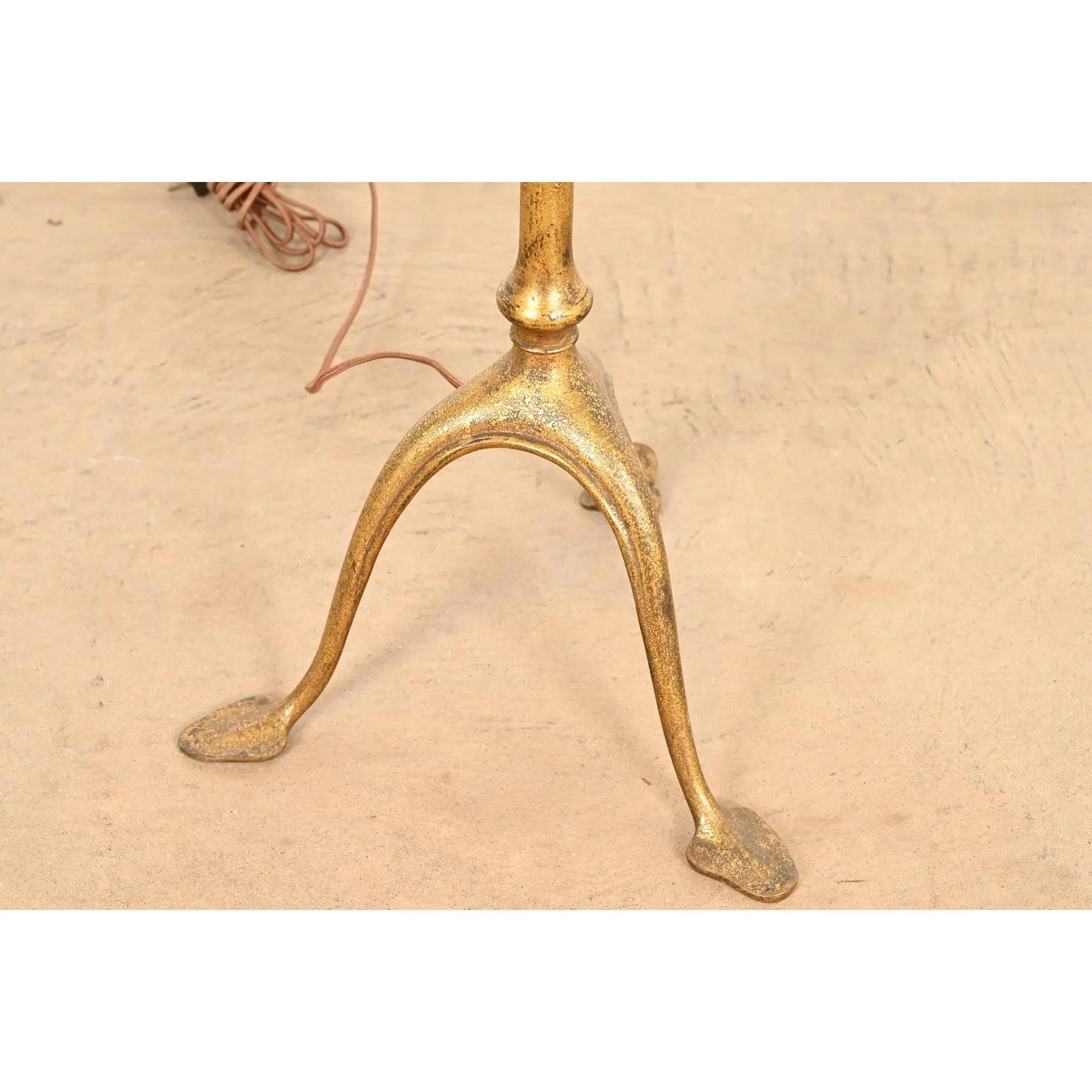 Lampada da terra ad arpa in bronzo dorato di Tiffany Studios New York con paralume in vetro Favrile in vendita 4
