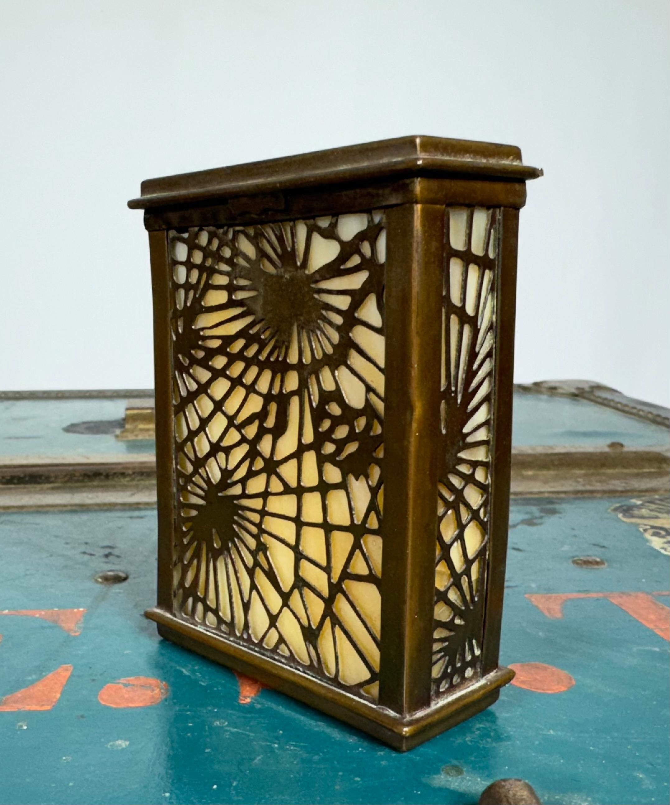 American Tiffany Studios New York Gilt-Bronze Pine Needle Card Box  