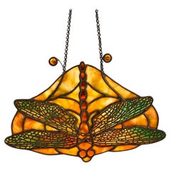 Antique Tiffany Studios New York Glass “Dragonfly” Hanging Pendant