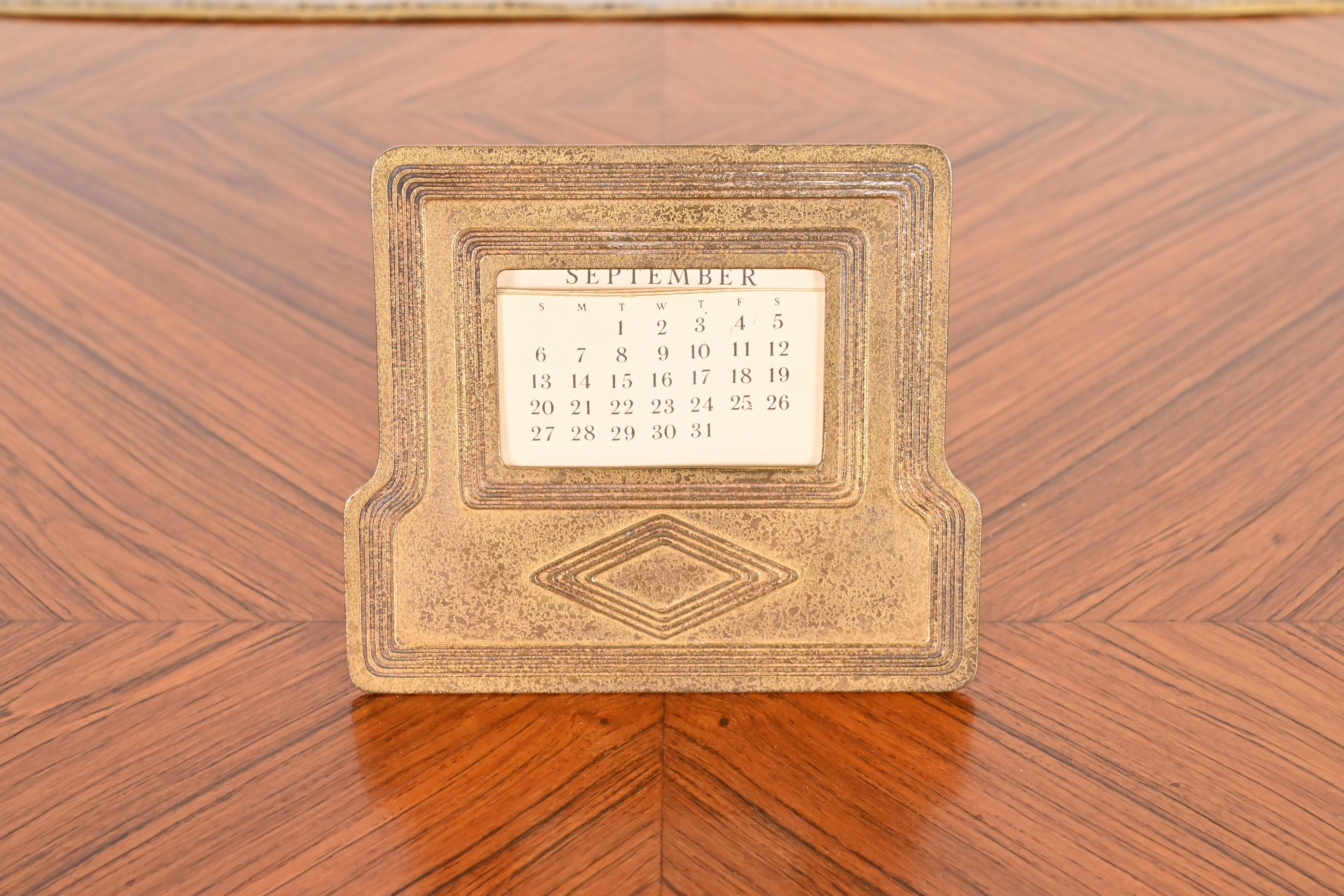 American Tiffany Studios New York Graduate Bronze Doré Calendar Frame or Picture Frame For Sale