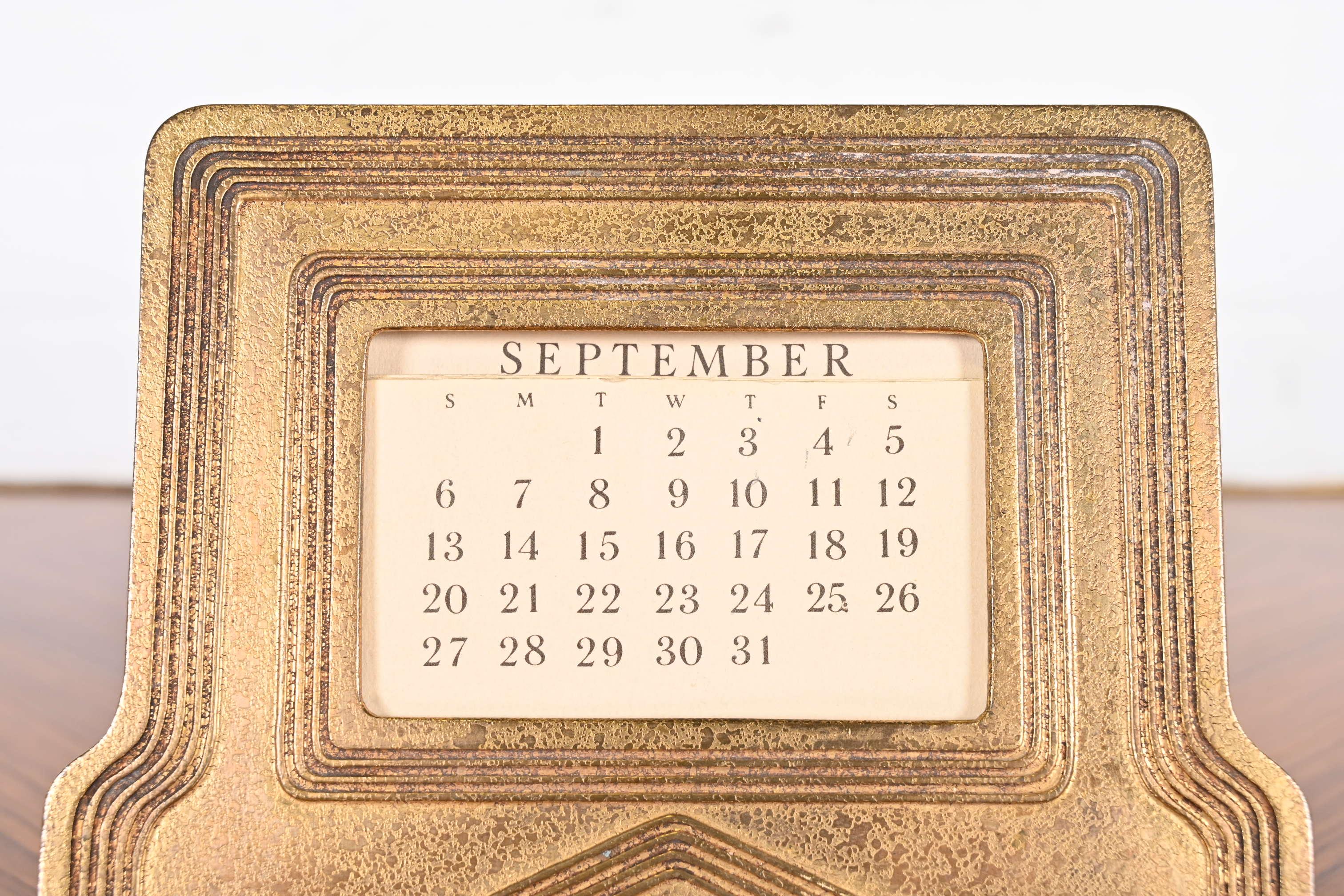 Tiffany Studios New York Graduate Bronze Doré Calendar Frame or Picture Frame In Good Condition For Sale In South Bend, IN