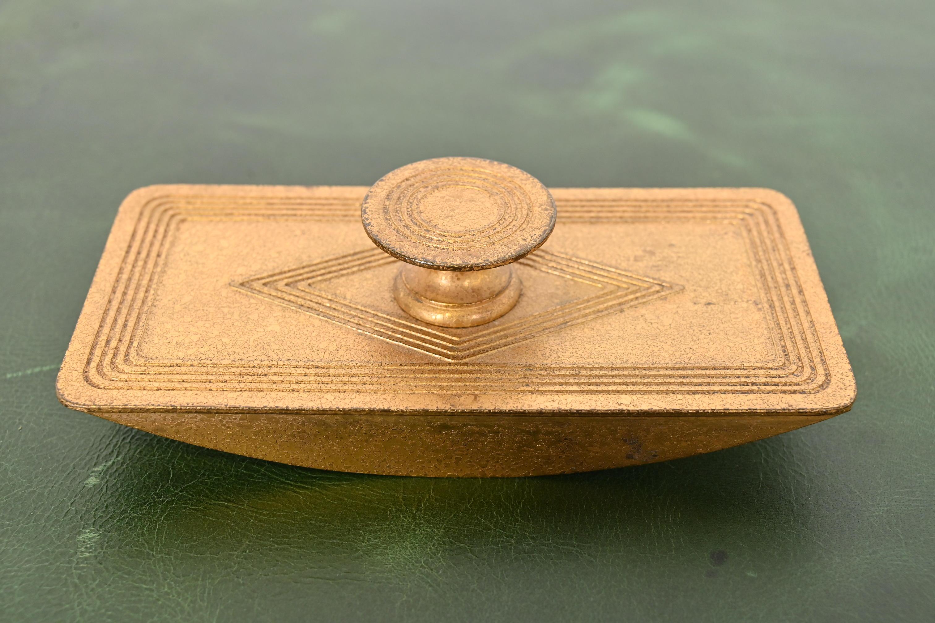 Arts and Crafts Tiffany Studios New York Graduate Bronze Doré Rocker Blotter For Sale