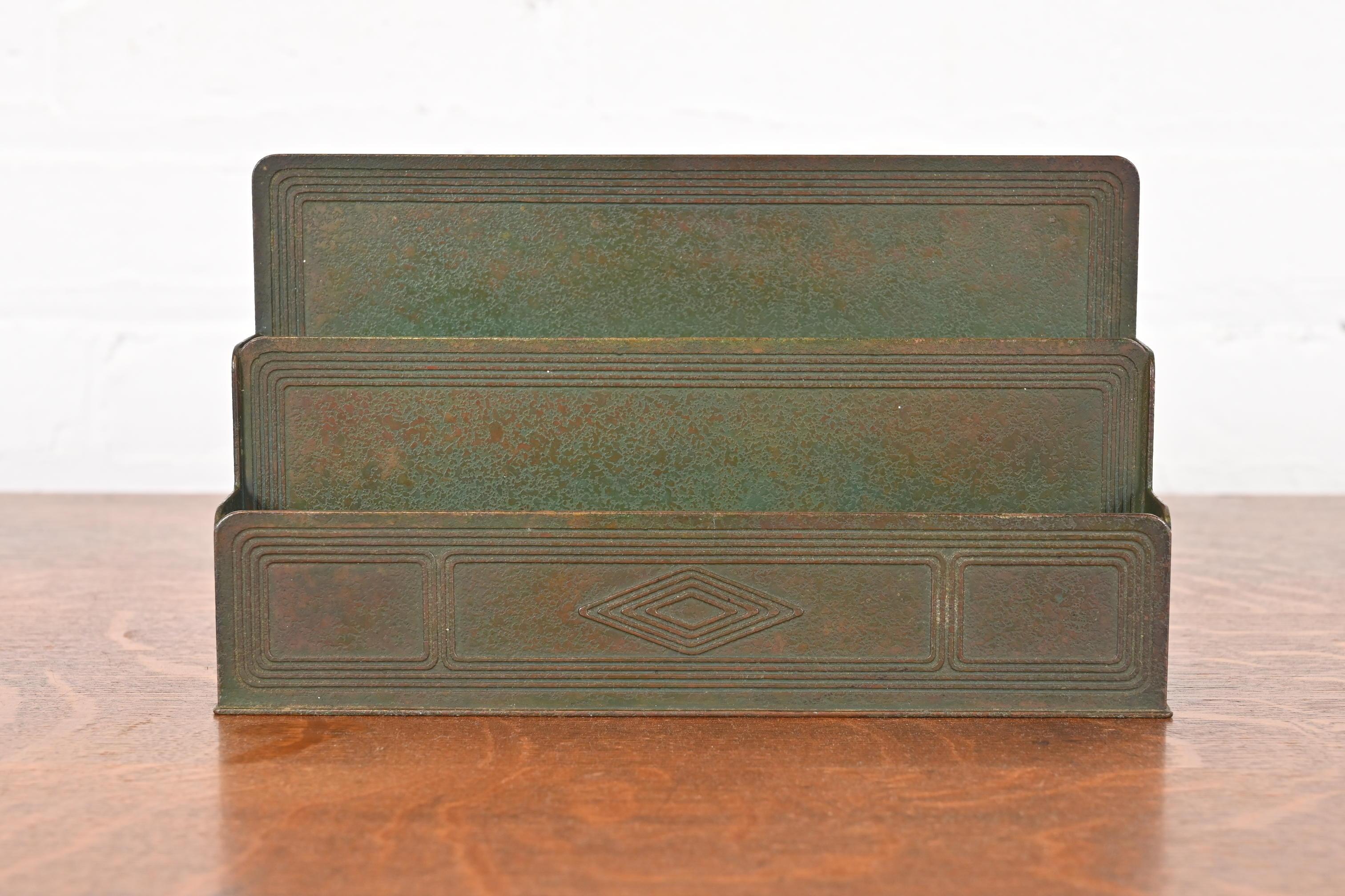 American Tiffany Studios New York Graduate Bronze Letter Rack For Sale