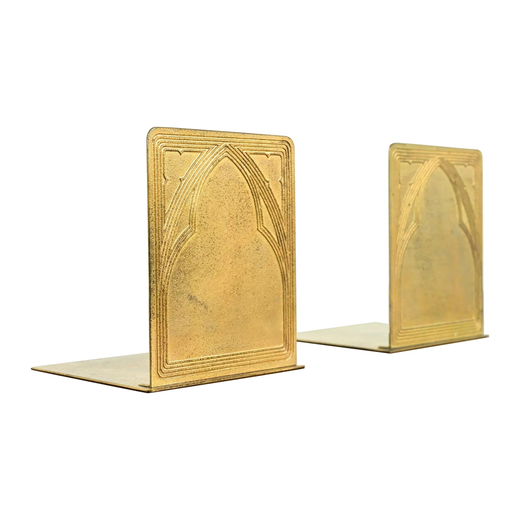 Tiffany Studios New York Graduate Pattern Bronze Doré Bookends, Circa 1910 For Sale