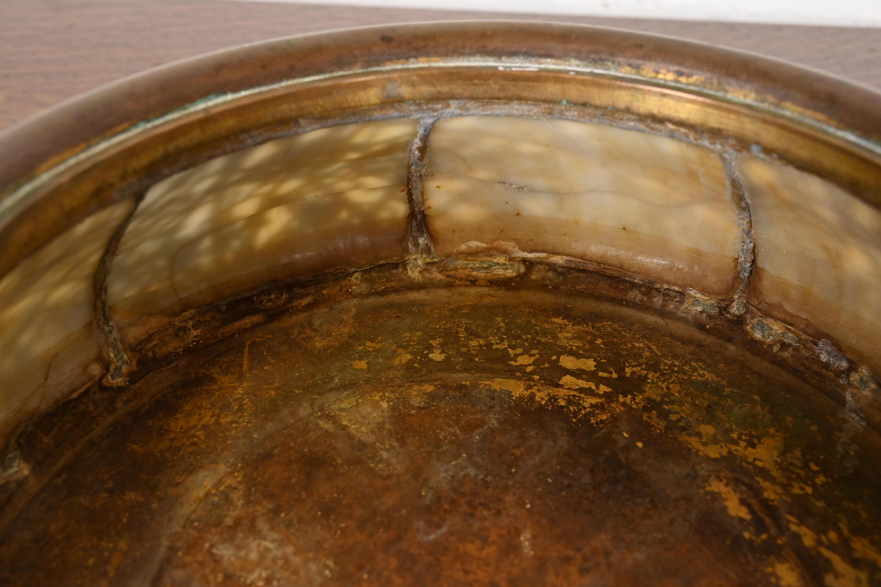 Tiffany Studios New York Grapevine Bronze and Favrile Slag Glass Jardiniere 1