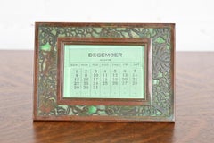 Tiffany Studios New York Grapevine Bronze and Slag Glass Desk Calendar Frame