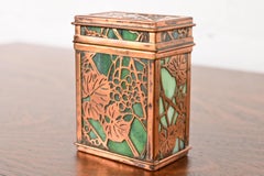 Tiffany Studios New York Grapevine Bronze and Slag Glass Double Card Box