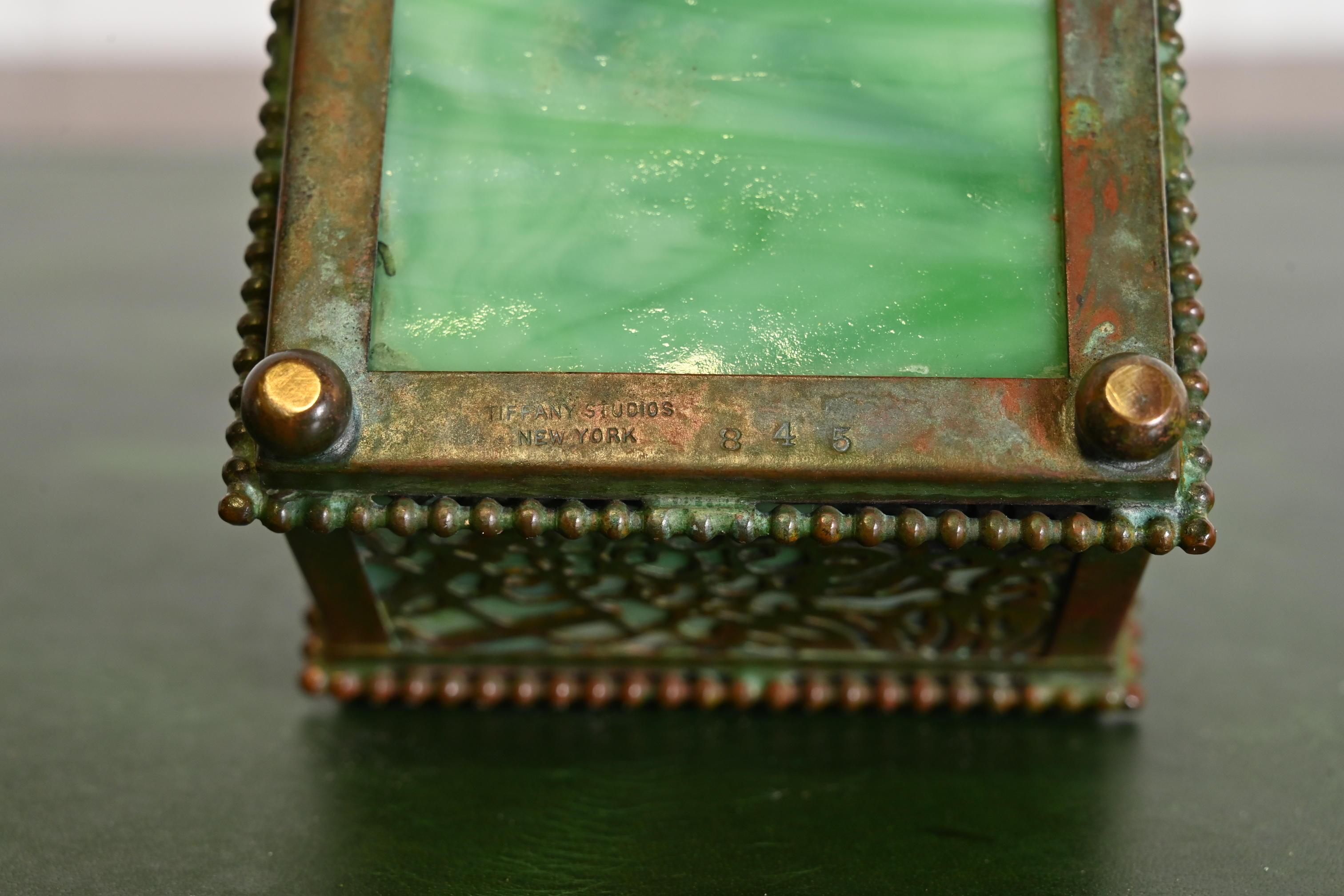Tiffany Studios New York Grapevine Bronze and Slag Glass Inkwell For Sale 4