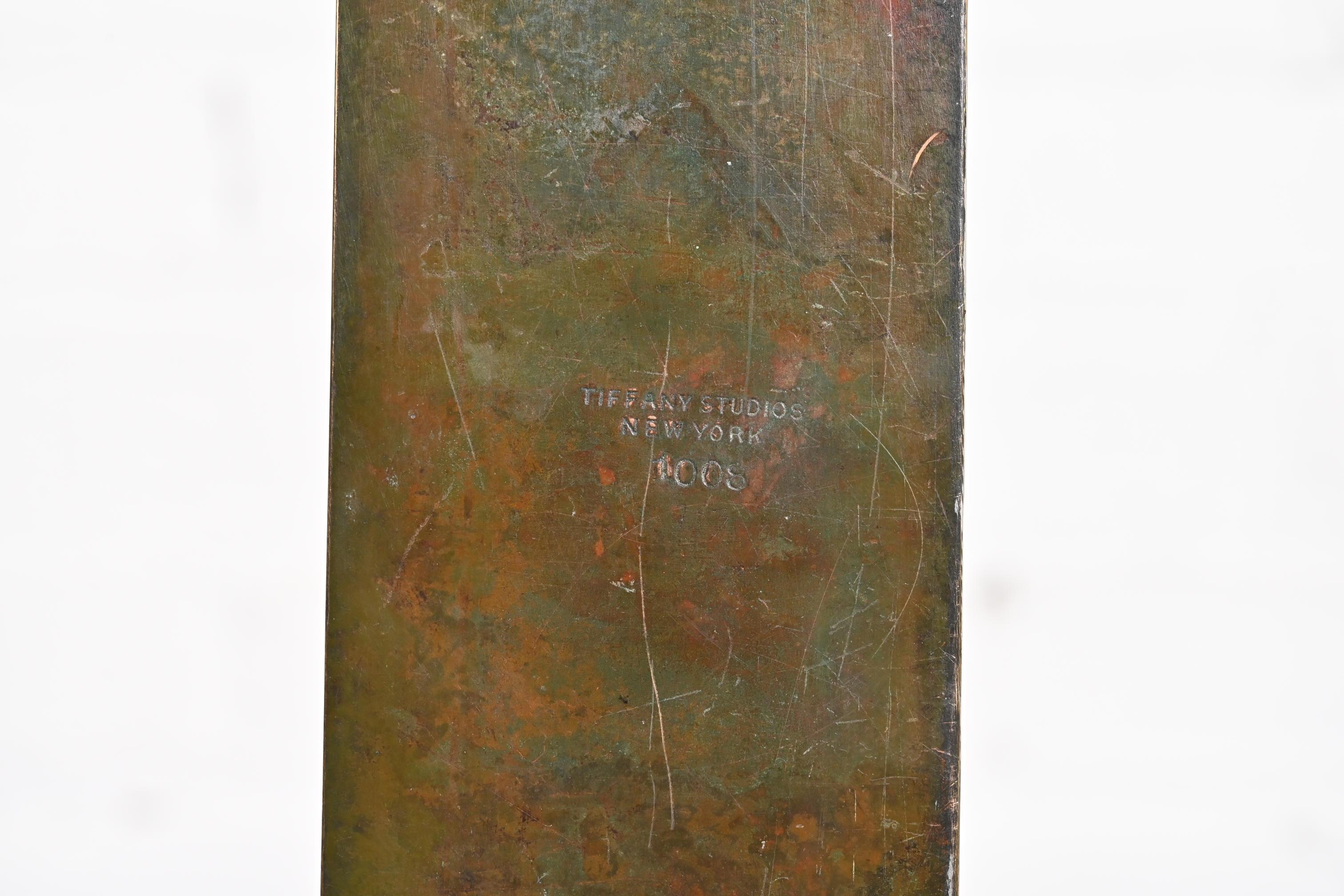Tiffany Studios New York Grapevine Bronze and Slag Glass Letter Rack 4
