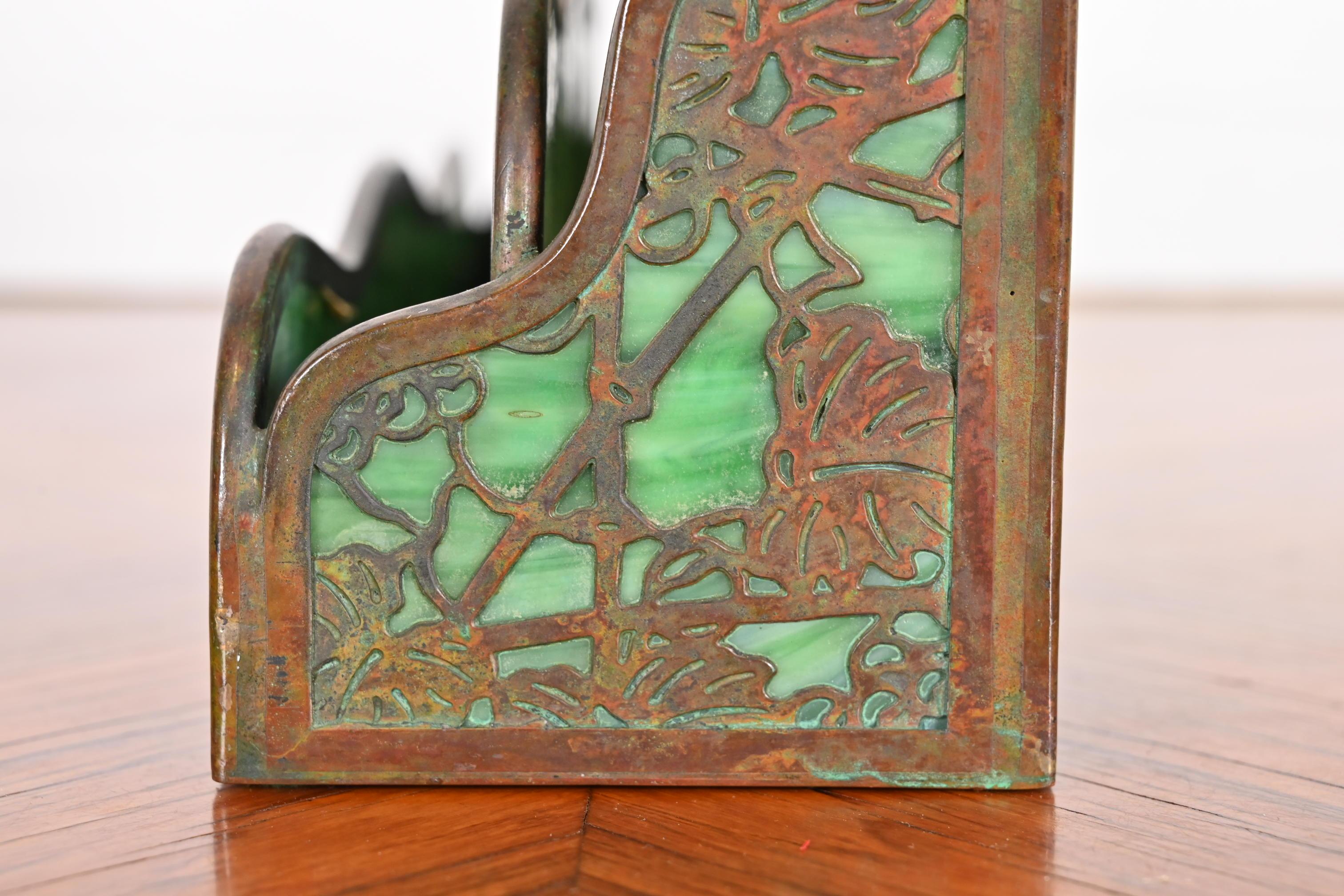 Tiffany Studios New York Grapevine Bronze and Slag Glass Letter Rack 8
