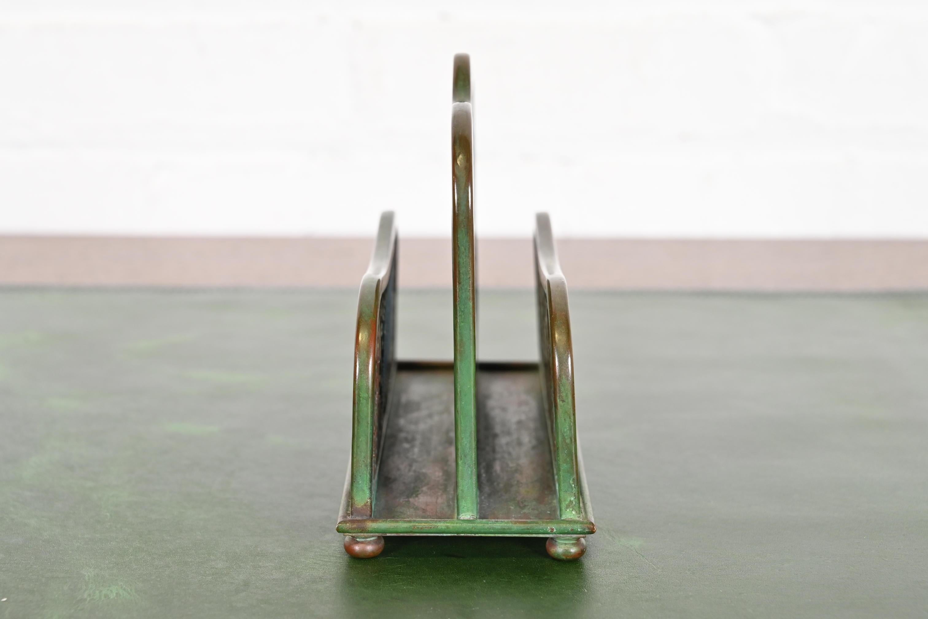 20th Century Tiffany Studios New York Grapevine Bronze and Slag Glass Letter Rack