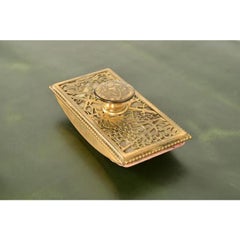 Tiffany Studios New York Grapevine Bronze Doré and Favrile Glass Rocker Blotter