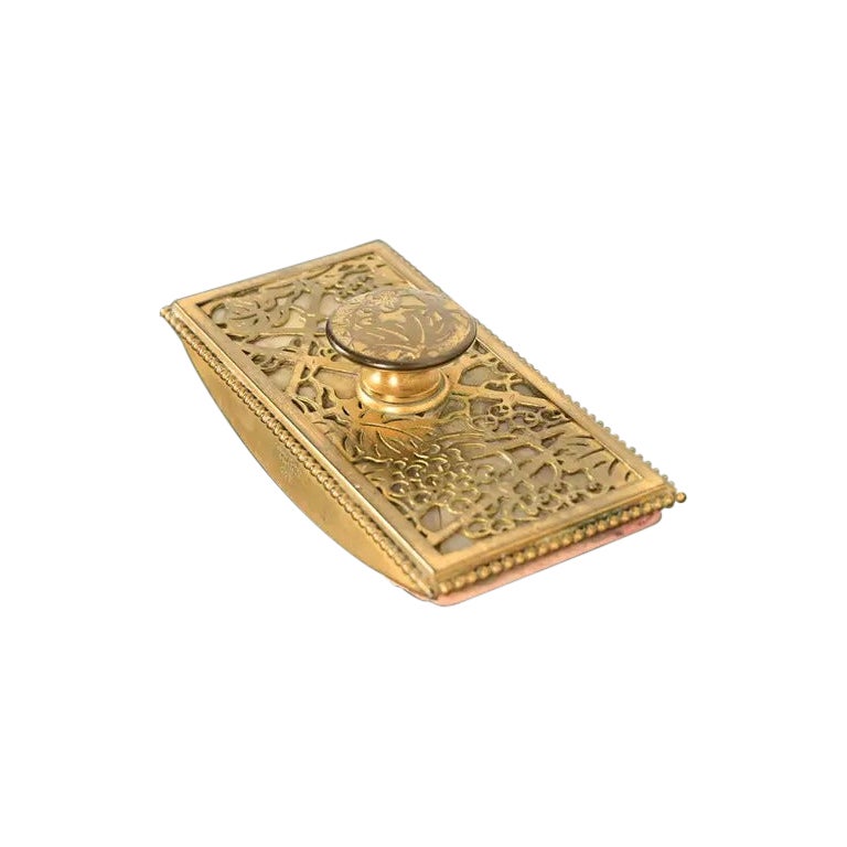 Tiffany Studios New York Grapevine Bronze Doré and Favrile Glass Rocker Blotter