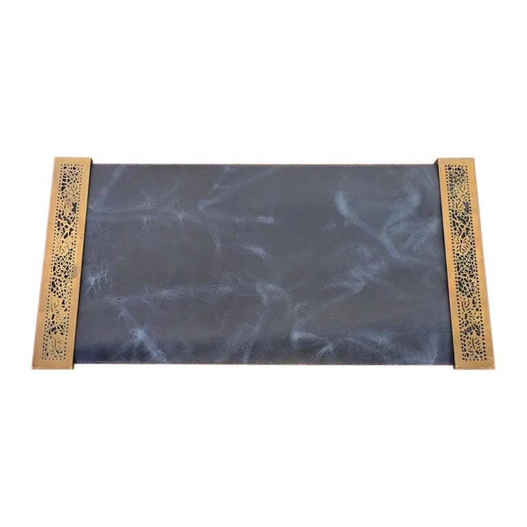 Tiffany Studios New York Grapevine Bronze Doré Leather Desk Blotter