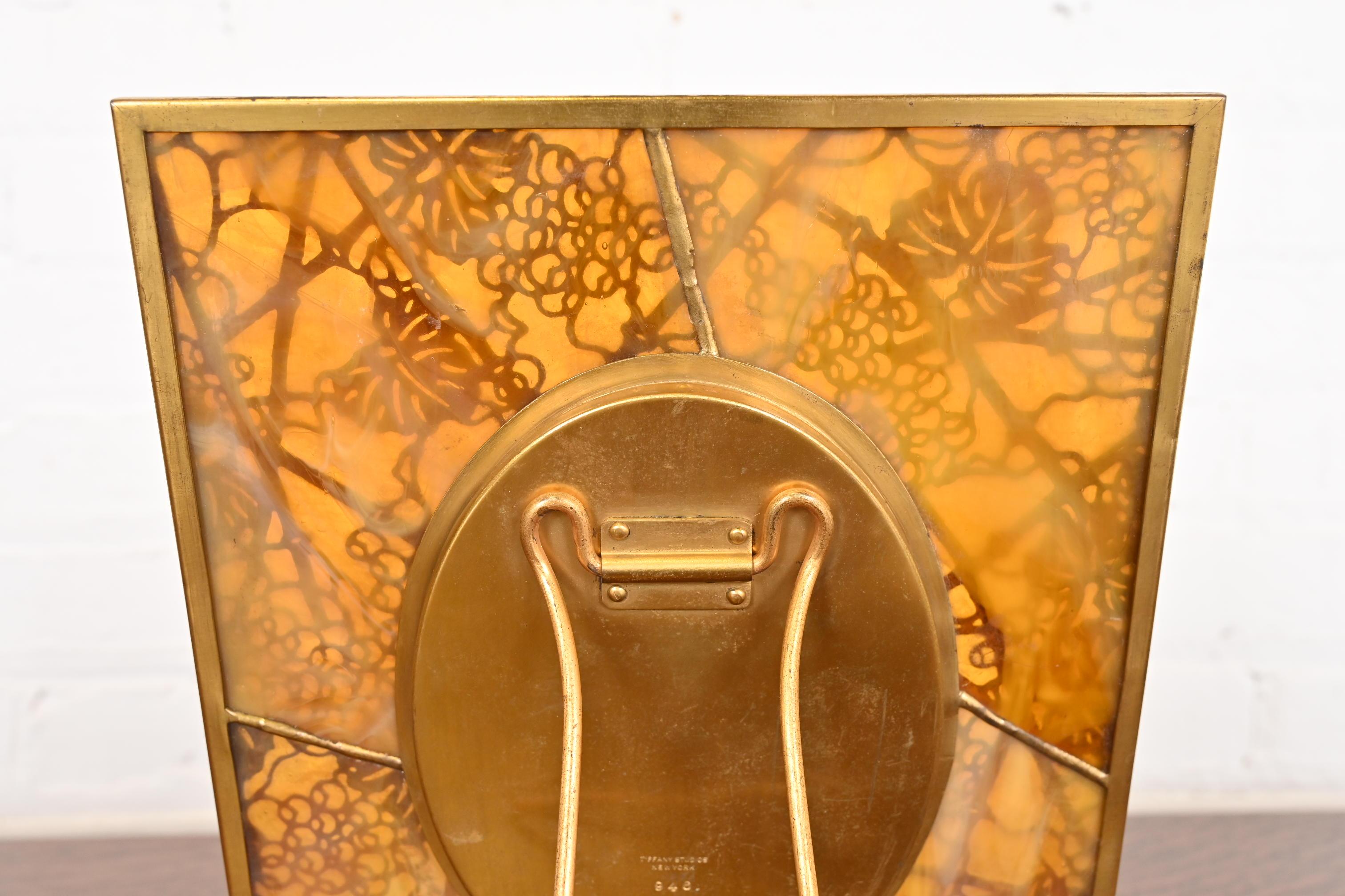 Tiffany Studios New York Grapevine Gilt Bronze and Slag Glass Picture Frame For Sale 9