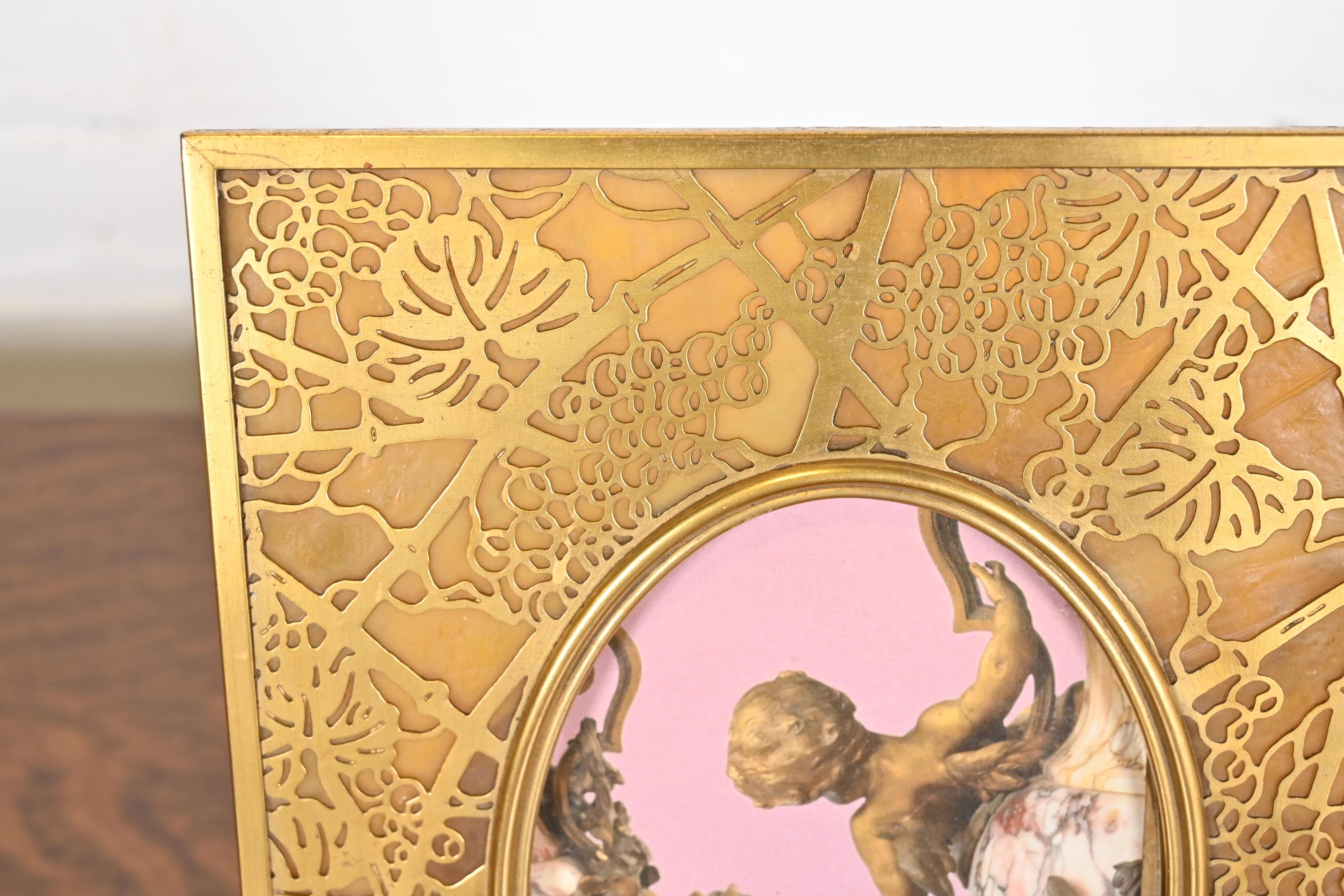 Tiffany Studios New York Grapevine Gilt Bronze and Slag Glass Picture Frame For Sale 2