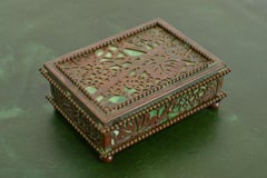 Tiffany Studios New York Grapevine Pattern Bronze and Slag Glass Box
