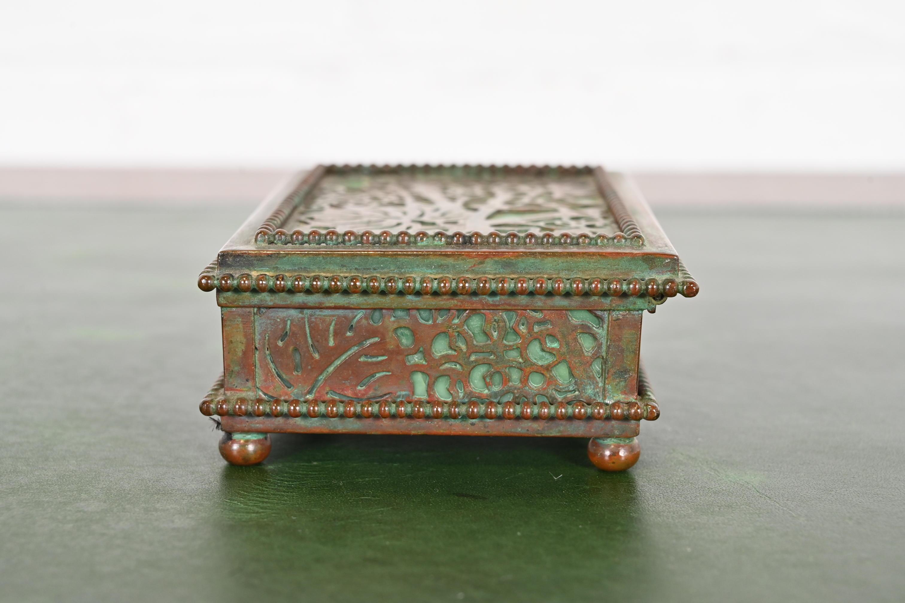 Tiffany Studios New York Grapevine Pattern Bronze and Slag Glass Box 2