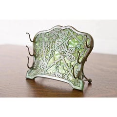 Tiffany Studios New York Grapevine Pattern Bronze and Slag Glass Pen Rack