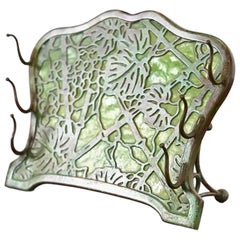 Tiffany Studios New York Grapevine Pattern Bronze and Slag Glass Pen Rack