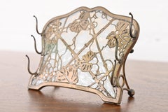 Tiffany Studios New York Grapevine Pattern Bronze Doré and Slag Glass Pen Rack