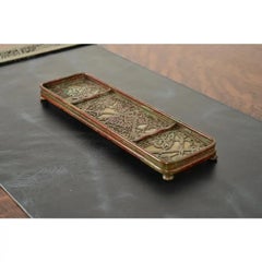 Vassoio per penne in bronzo con motivo a vite di Tiffany Studios New York