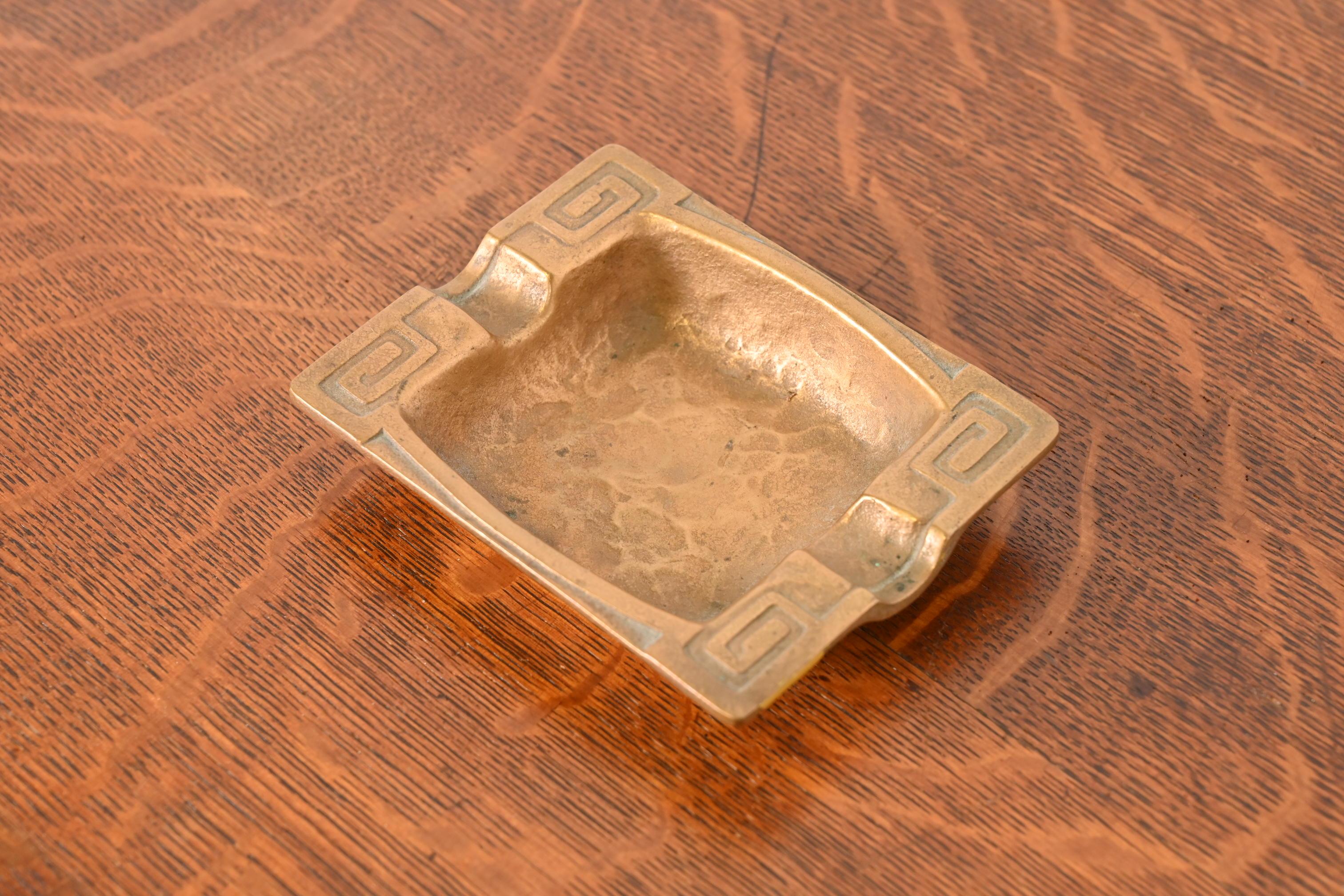 Tiffany Studios New York Greek Key Bronze Doré Ash Tray, Circa 1910 In Good Condition For Sale In South Bend, IN
