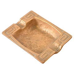 Tiffany Studios New York Greek Key Bronze Doré Ash Tray, Circa 1910