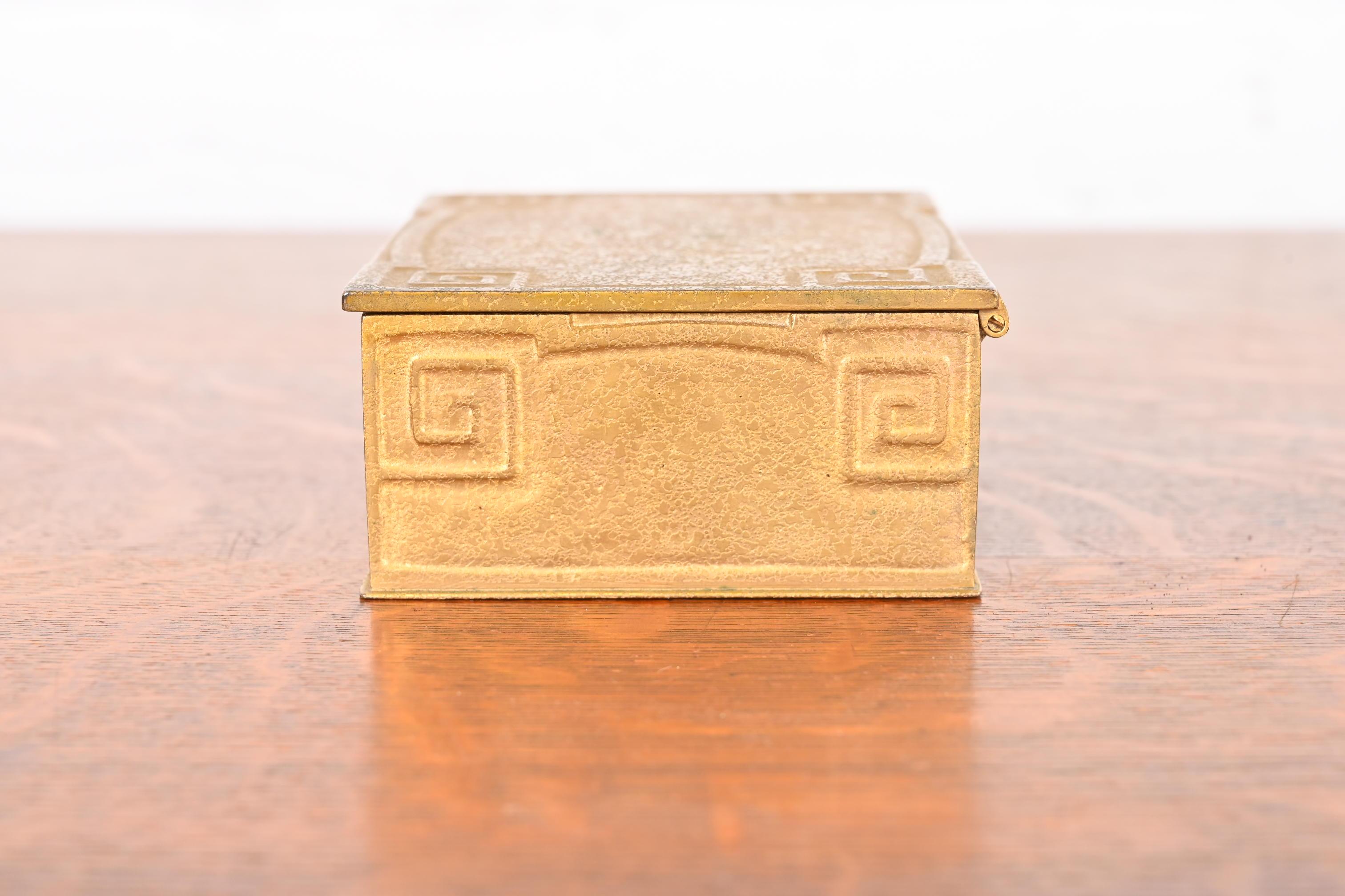Tiffany Studios New York Greek Key Bronze Doré Cigar Box, Circa 1910 For Sale 9