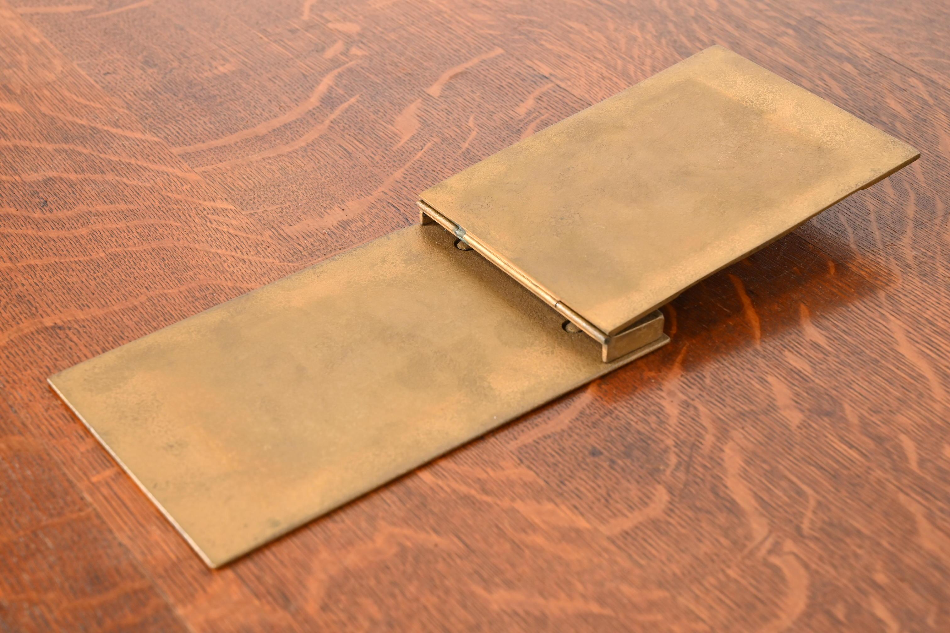 Tiffany Studios New York Greek Key Bronze Doré Notepad Holder For Sale 4