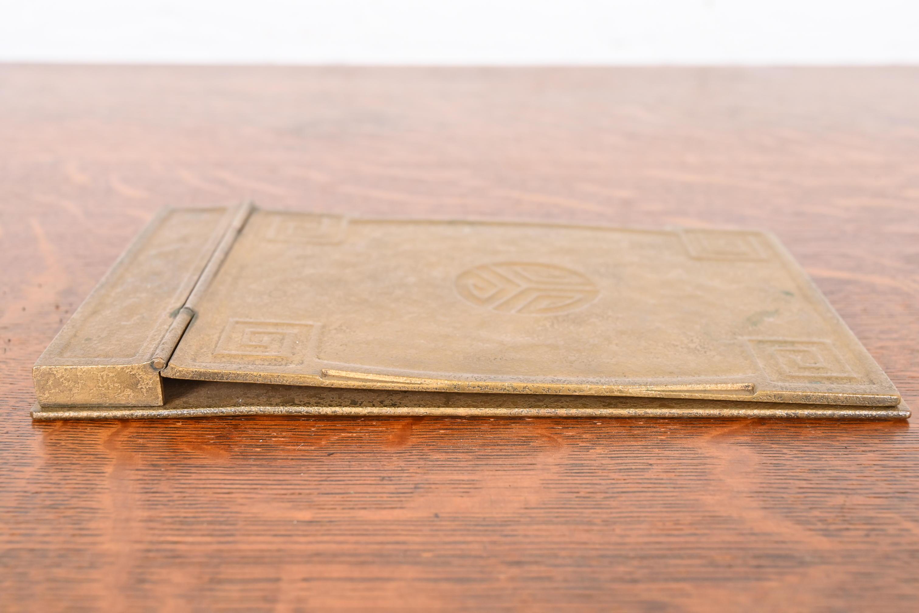 Tiffany Studios New York Greek Key Bronze Doré Notepad Holder For Sale 6