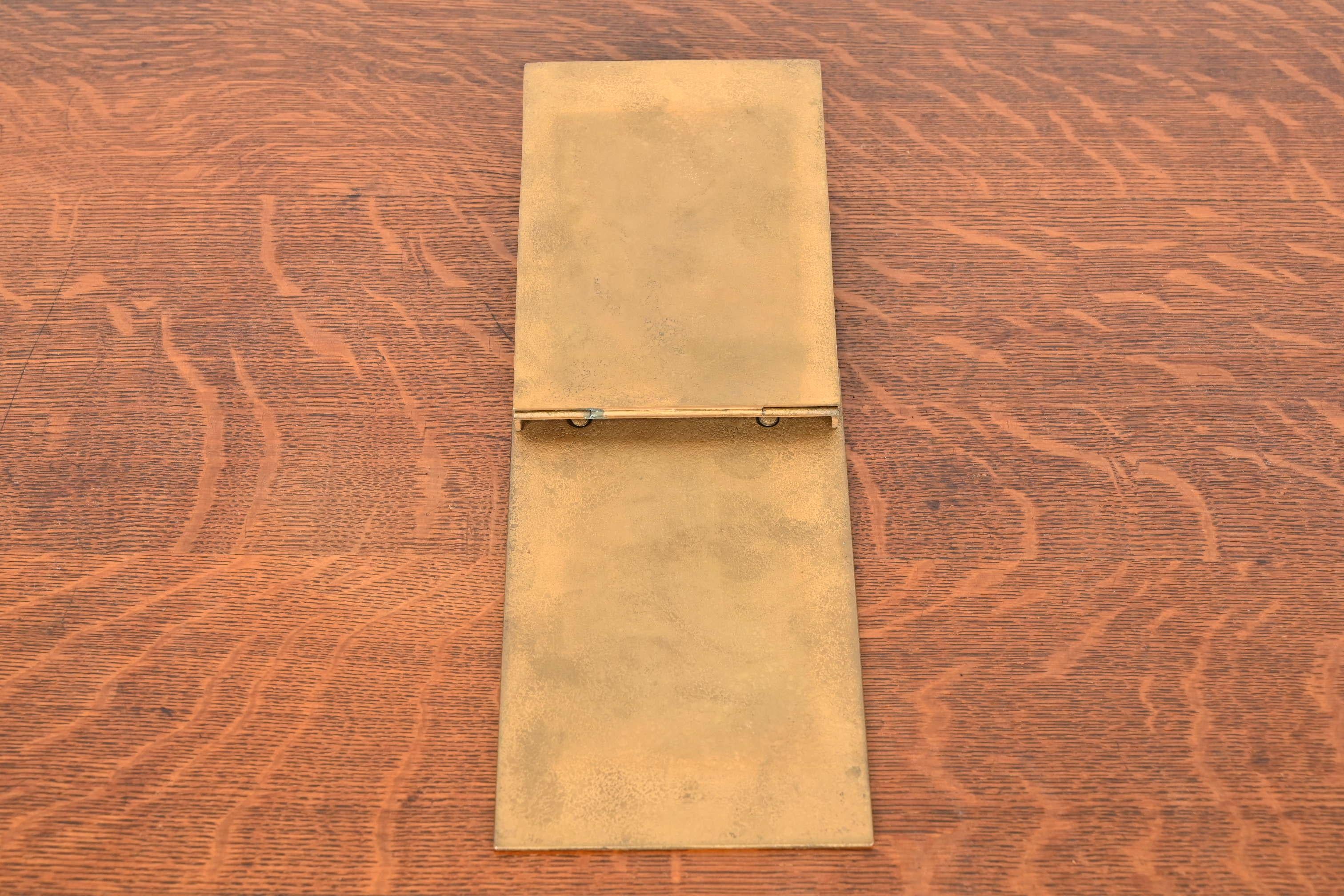 Tiffany Studios New York Greek Key Bronze Doré Notepad Holder For Sale 3