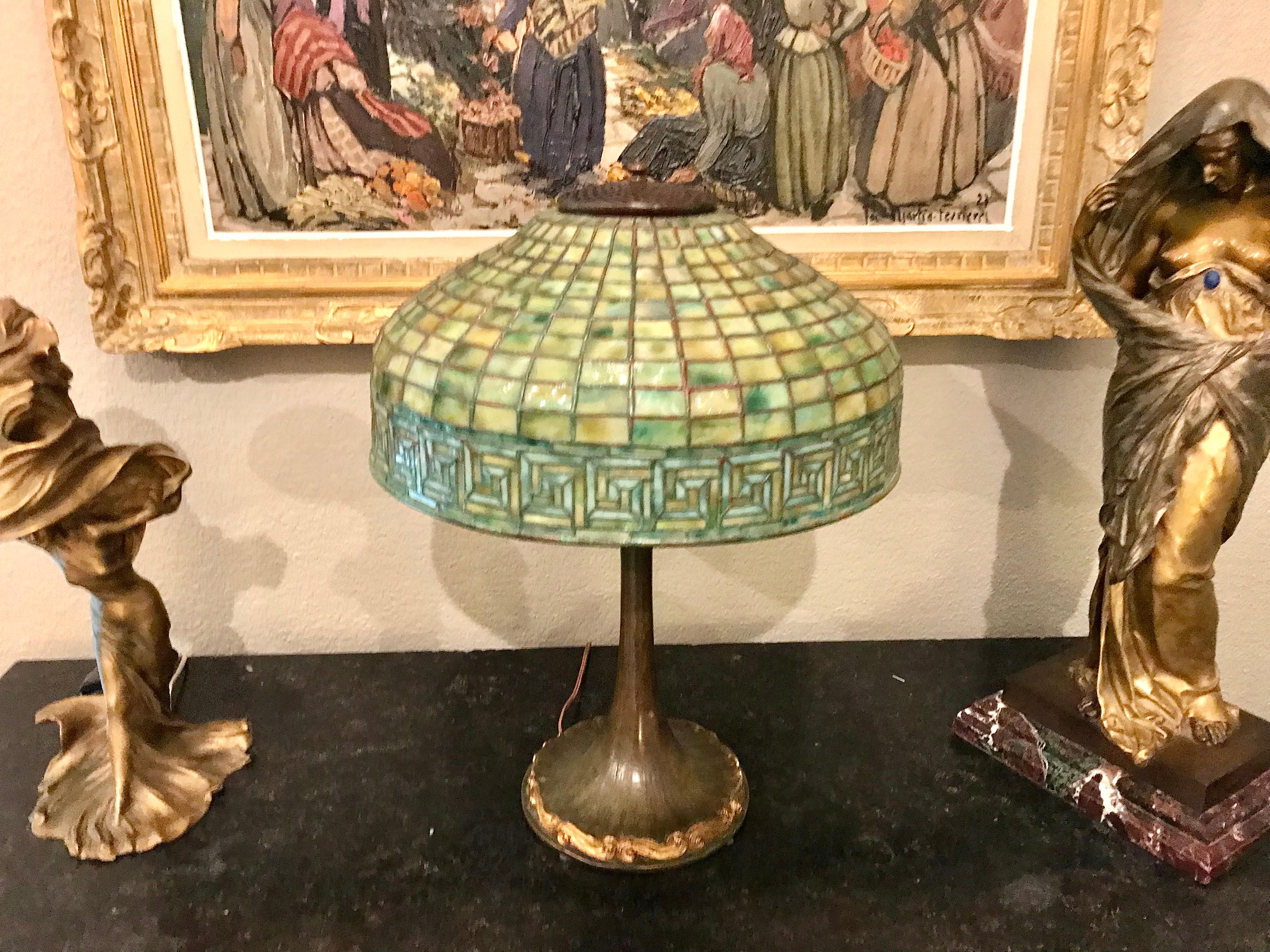 Tiffany Studios New York “Greek Key” Table Lamp For Sale 5