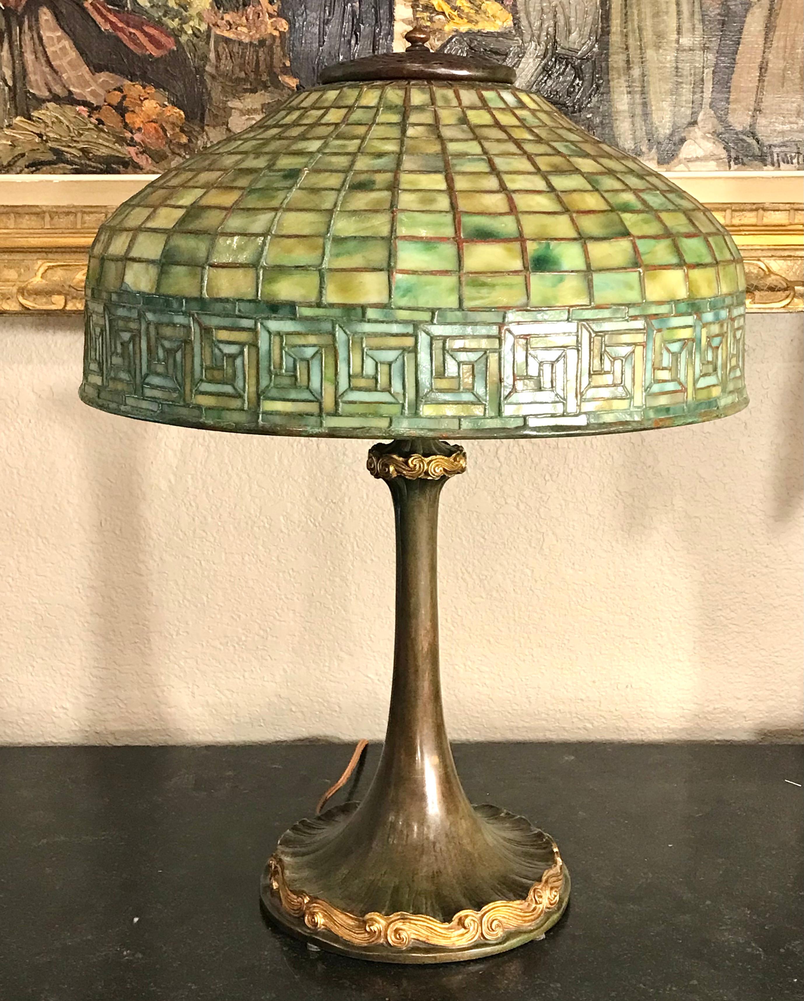 Tiffany Studios New York “Greek Key” Table Lamp For Sale 6