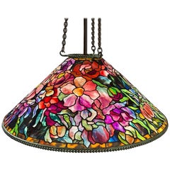 Used Tiffany Studios New York Leaded Glass and Patinated Bronze "Bouquet" Chandelier