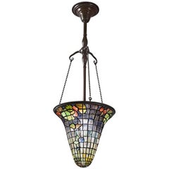 Antique Tiffany Studios New York Leaded Glass Chandelier
