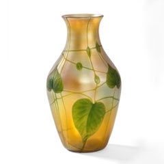Tiffany Studios New York "Leaf & Vine" Wheel-Carved Favrile Glass Vase